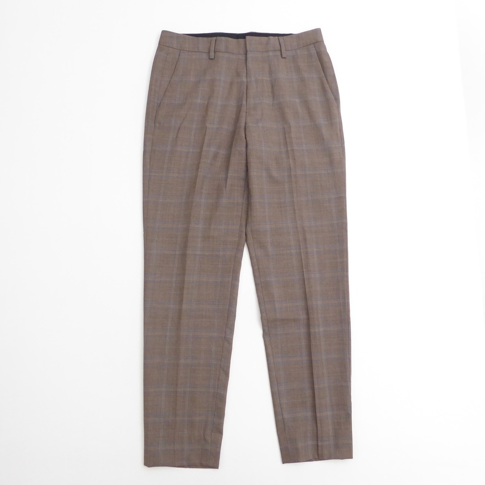 Bonobos Mens Dress Pants Brown Blue Plaid Athletic Fit Wool Blend 31 x 29